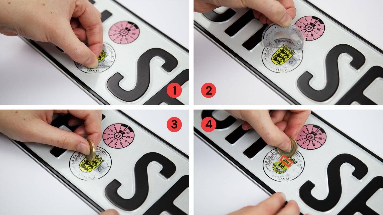 Kennzeichen mit freigelegtem Code für die digitale Fahrzeug Abmeldung